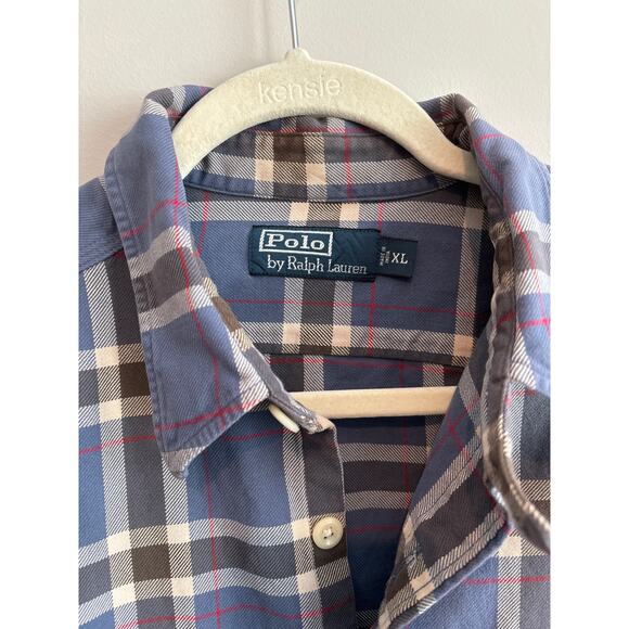 Polo by Ralph Lauren Long Sleeve Plaid Button Down Size XL Blue - Picture 2 of 5